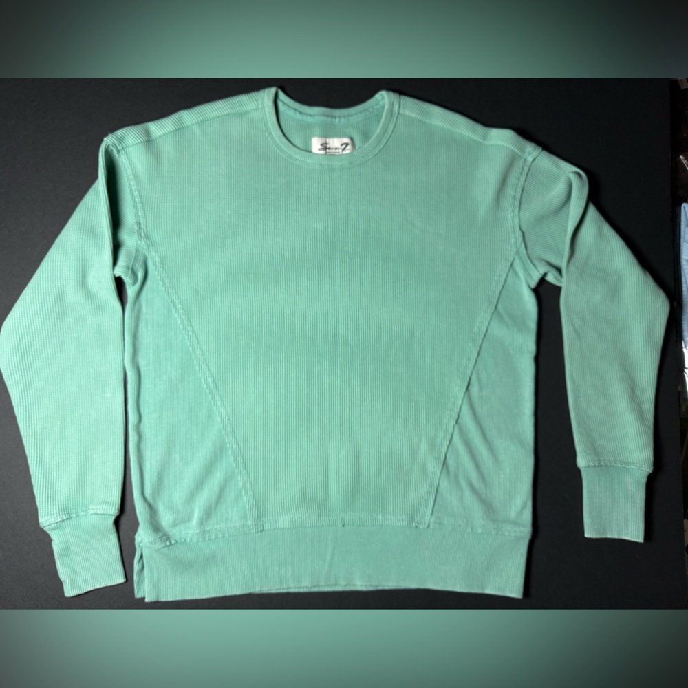 Seven7 Mint Green Ribbed Thumbhole Pullover Sweatshirt XS Athleisure